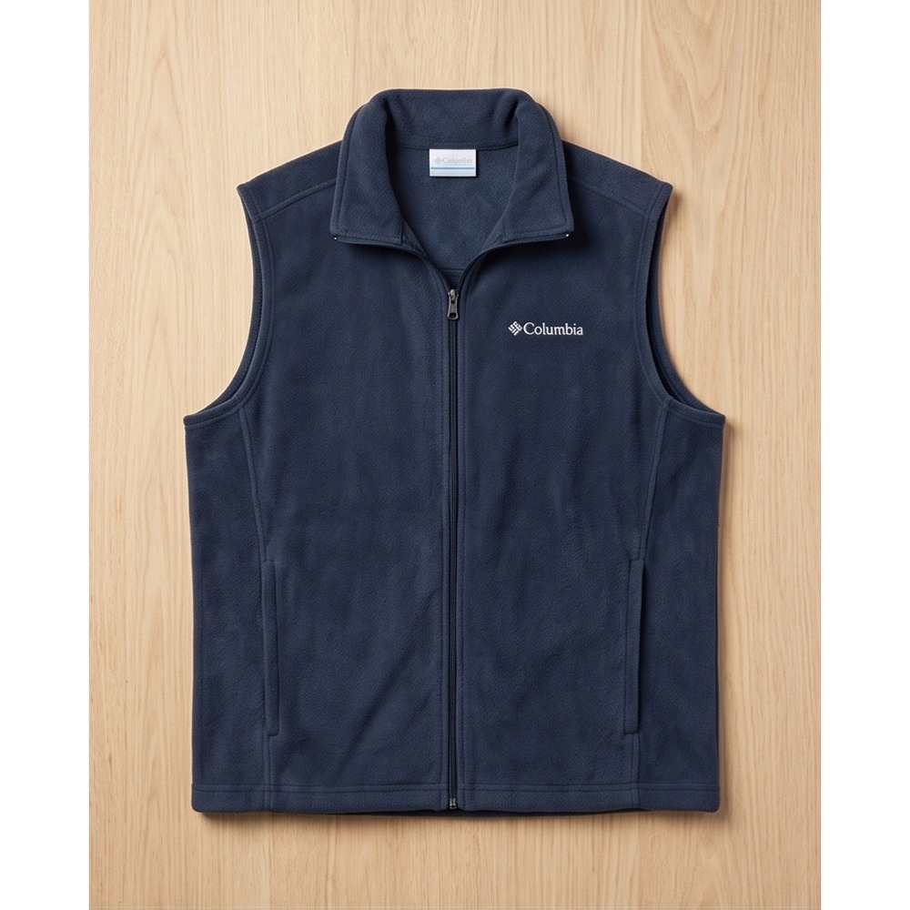 Columbia Mens L Steens Mountain Fleece Vest Black Large Full Zip Soft Warm